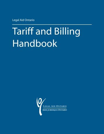 Tariff and Billing Handbook - Legal Aid Ontario
