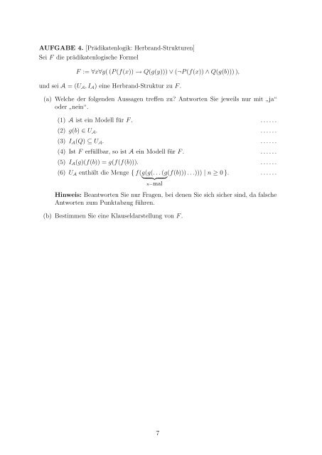 Logik - Fachgebiet Theoretische Informatik - UniversitÃ¤t Kassel