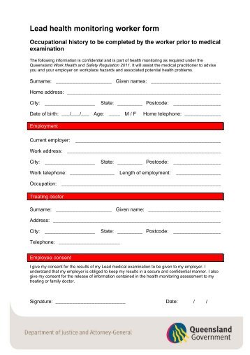 Download Lead health monitoring forms - Queensland Government
