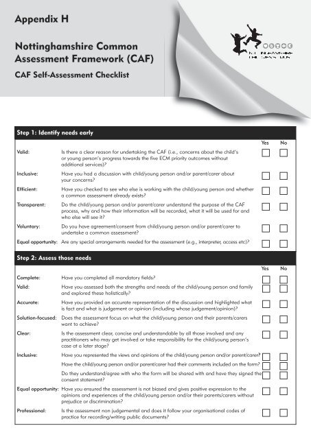 Nottinghamshire Common Assessment Framework Handbook