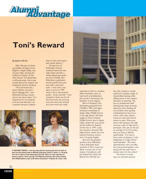 The Rigors and Rewards of Being a Teacher - CSUSB Magazine ...