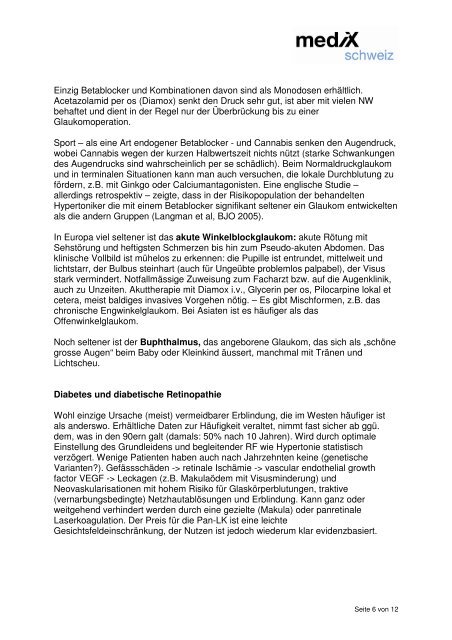 Guideline Augenprobleme in der Grundversorgung - mediX schweiz
