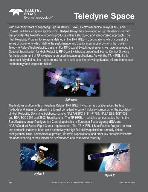 Download our Space Databook - Teledyne Relays