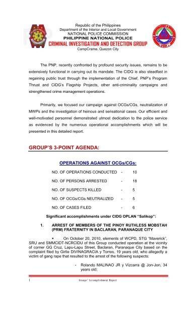 October 2010 - CIDG - Philippine National Police