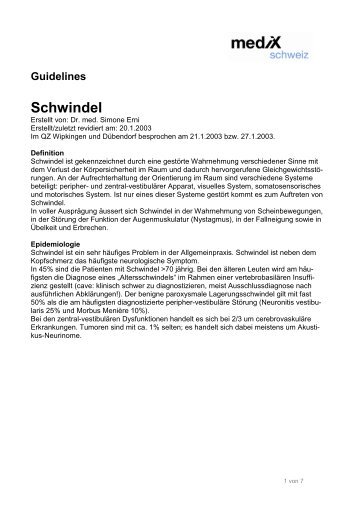 Guidelines Schwindel - mediX schweiz