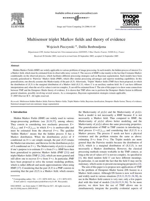 Multisensor triplet Markov fields and theory of evidence