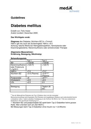 Guidelines Diabetes mellitus - mediX schweiz