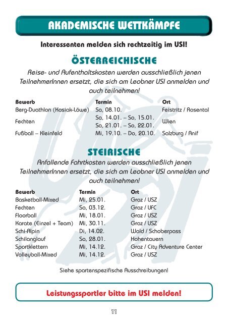 UniversitÃ¤ts-Sportinstitut - USI Leoben - MontanuniversitÃ¤t Leoben