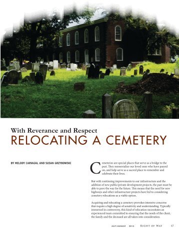 RELOCATING A CEMETERY - International Right of Way Association