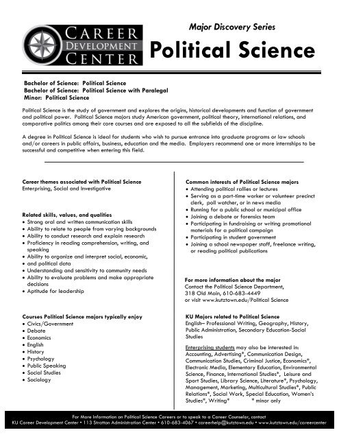 Political Science - Career Development Center - Kutztown University