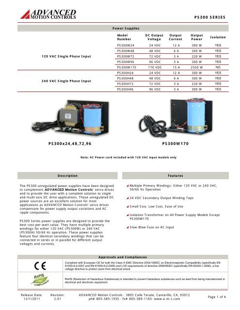 Data Sheet - Advanced Motion Controls