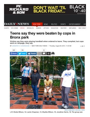 Teens say they were beaten by cops in Bronx park