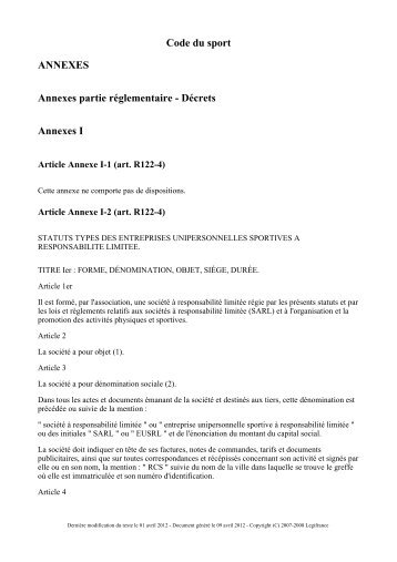 Annexes - BERTRAND - Avocat Droit du Sport