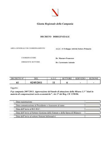 DD n. 61/2011 - Regione Campania