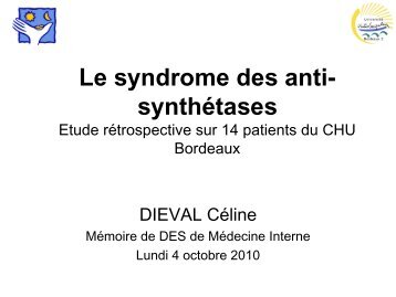 Le syndrome des anti-synthÃ©tases - UMFCS Bordeaux Segalen