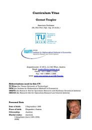 Curriculum Vitae Gernot Tragler - orcos - Technische Universität Wien