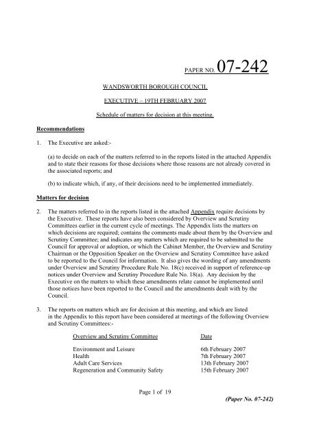 Paper No. 07-242 - Wandsworth Borough Council