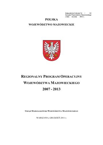 Regionalny Program Operacyjny WojewÃ³dztwa Mazowieckiego ...