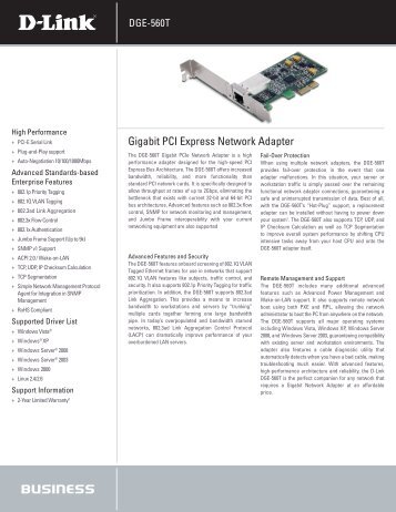 on DGE-560T Gigabit PCI Express Network Adapter - D-Link
