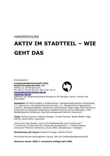 aktiv im stadtteil - Landesarbeitsgemeinschaft Soziale Brennpunkte ...