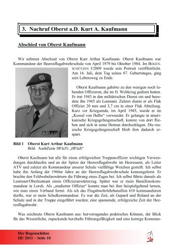 Nachruf - Abschied von Oberst a.D. Kurt A. Kaufmann