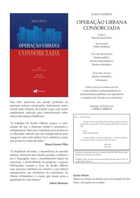 Confira a ficha técnica completa desta publicação - Editora Fórum