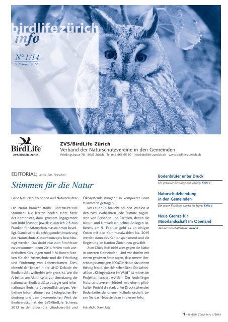 Stimmen für die Natur - BirdLife Zürich