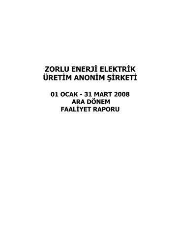 ZORLU ENERJİ ELEKTRİK ÜRETİM ANONİM ŞİRKETİ