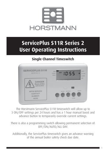 ServicePlus S11R Series 2 User Operating Instructions - Horstmann