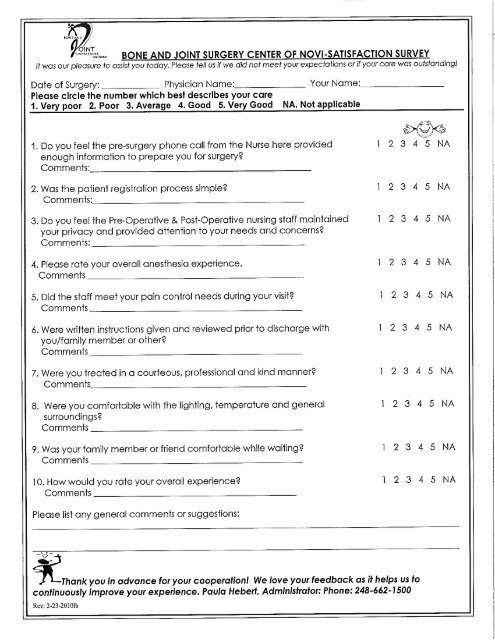 Patient Satisfaction Surveys