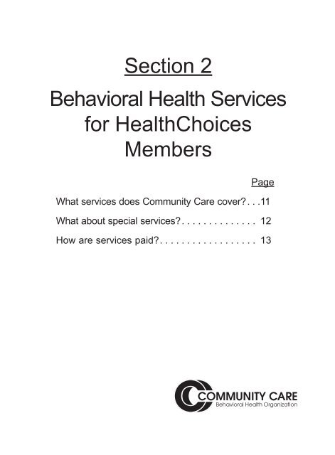 Behavioral Health Services - Community Care Behavioral Health