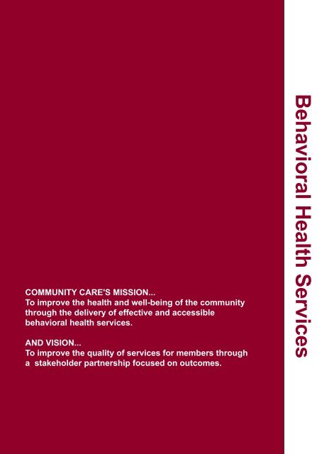 Behavioral Health Services - Community Care Behavioral Health