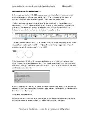 Novedades en Command Line de AutoCAD 2013 - Autodesk ...