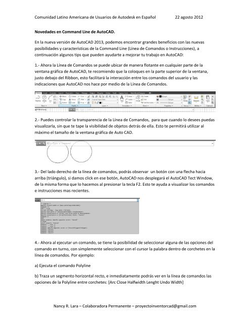 Novedades en Command Line de AutoCAD 2013 - Autodesk ...