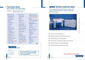 Technical Data REPRO-CENTER 8650 - WDV GmbH
