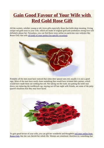 Gain Good Favour of Your Wife with Red Gold Rose Gift