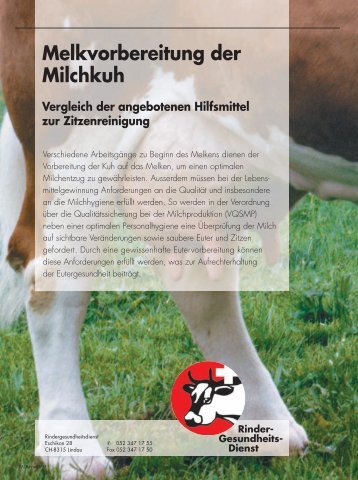 Melkvorbereitung der Milchkuh - RGD Rindergesundheitsdienst