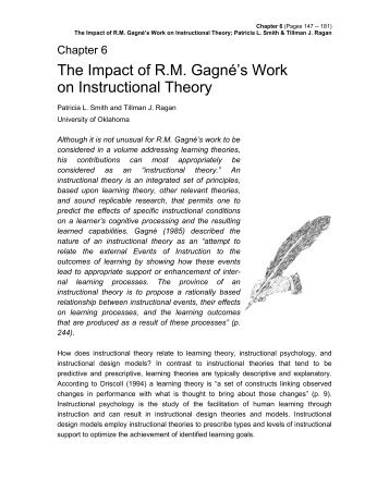 Chapter 6 The Impact of R. M. Gagne's Work on Instructional Theory