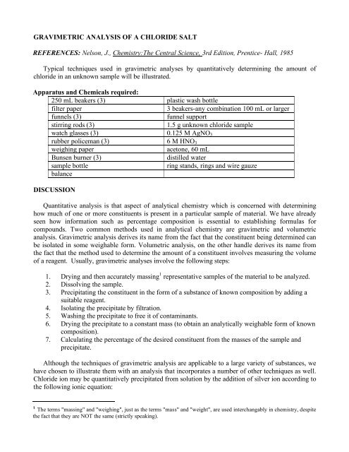 gravimetric analysis of barium chloride