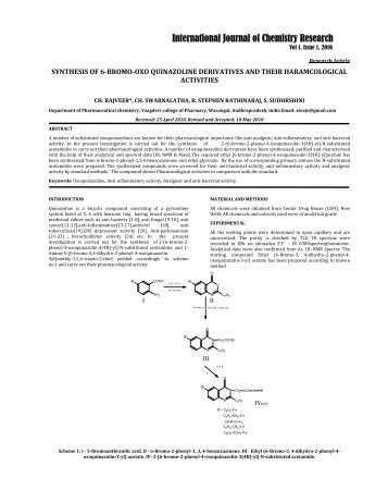 synthesis of - international journal chemistry research