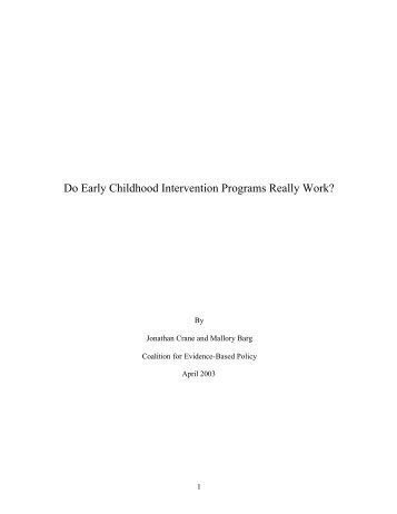 Do Early Childhood Intervention Programs Really Work? - Social ...