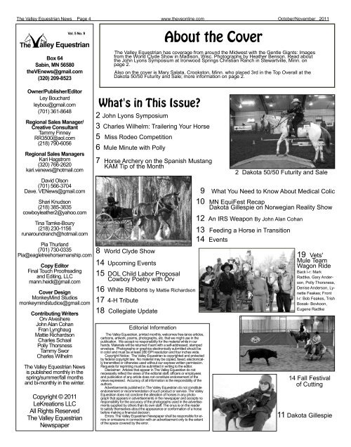 October/Nov 2011 - The Valley Equestrian Newspaper