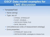 GSCF Data model examples for LIMS discussion