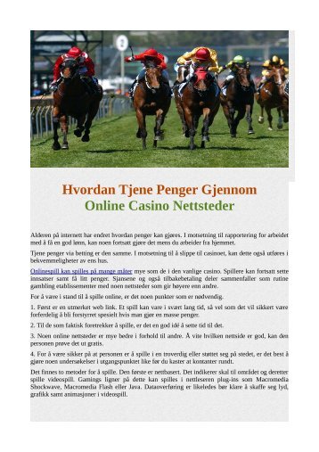 Hvordan Tjene Penger Gjennom Online Casino Nettsteder