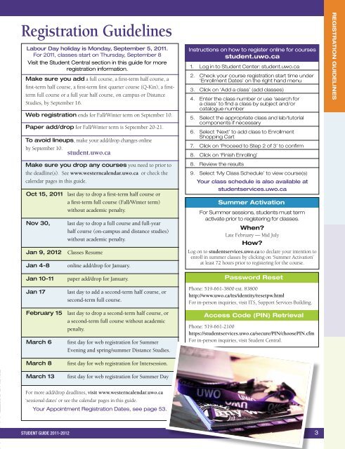 student - Academic Calendar - University of Western Ontario