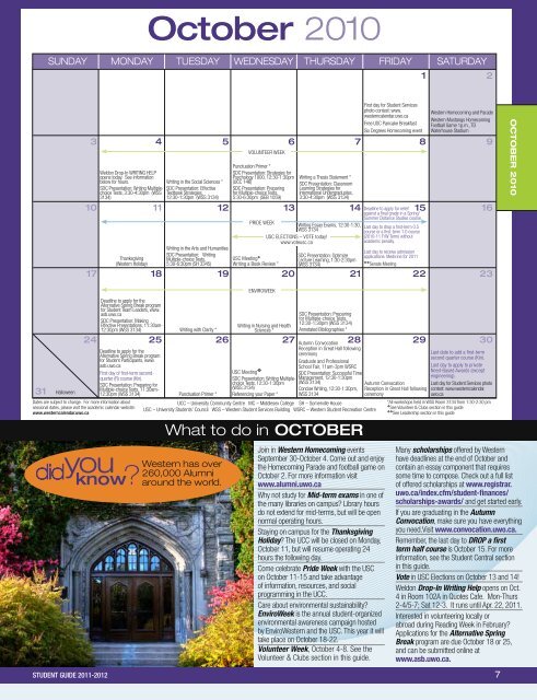 student - Academic Calendar - University of Western Ontario