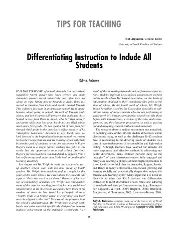 Differentiating instruction to include all students. - Michigan State ...