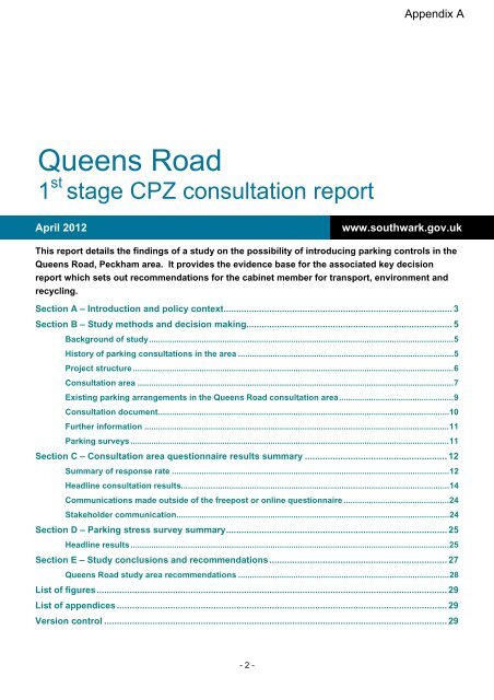 Queens Road CPZ consultation report - Meetings, agendas, and ...