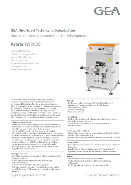 GEA Niro Soavi_SchedeT_Ariete NS2006