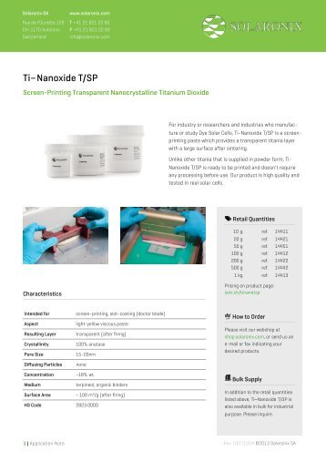 Ti-Nanoxide T/SP - Solaronix